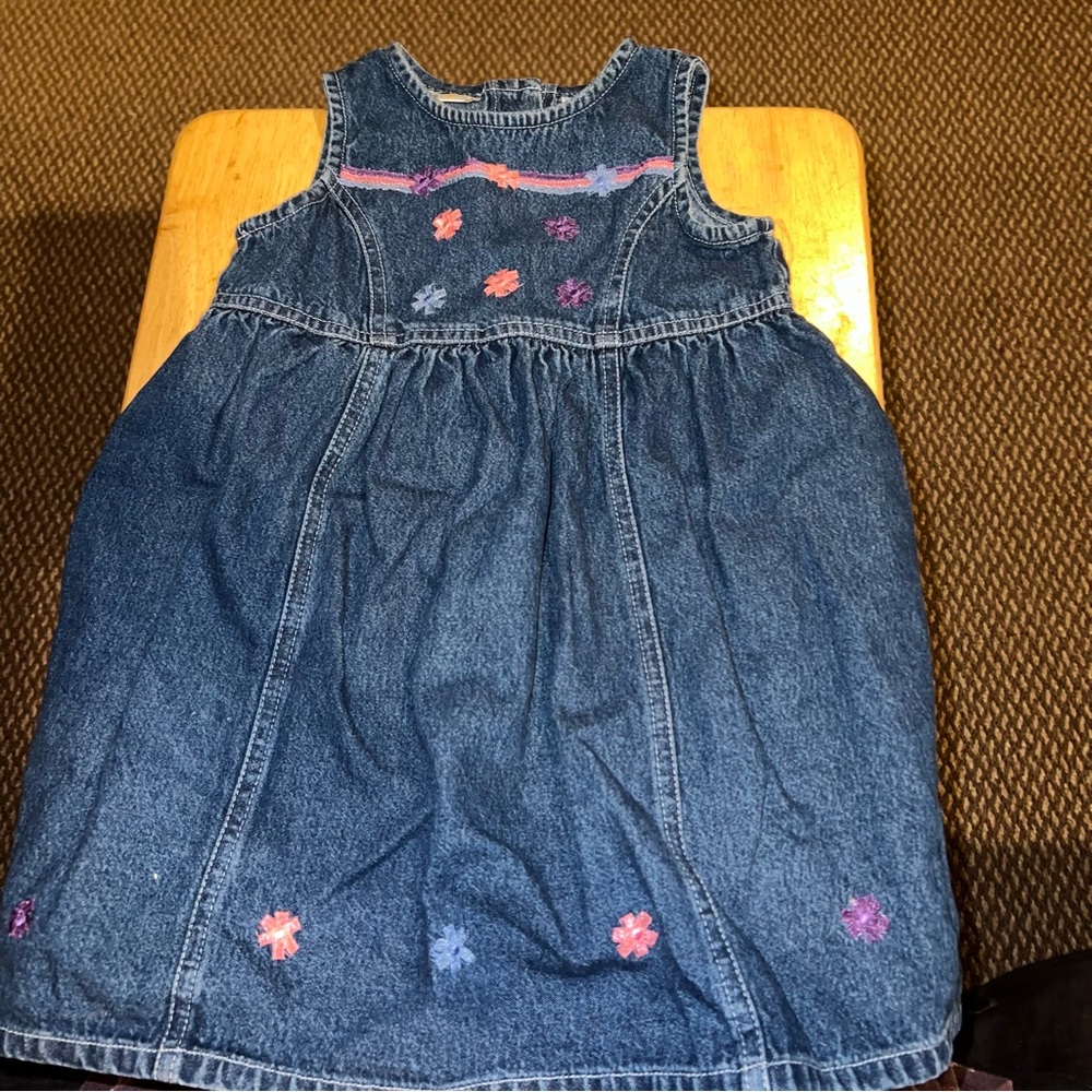 🟢 Specialty Kids Toddler Girls Size 3T Sleeveless Denim Blue Jean Dress GUC